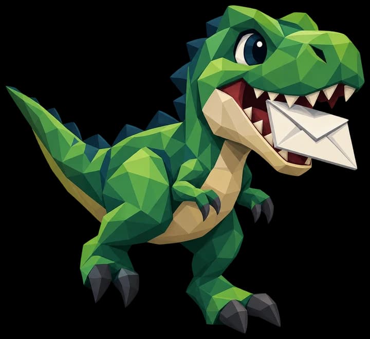 Rawr Mail dinosaur holding an envelope
